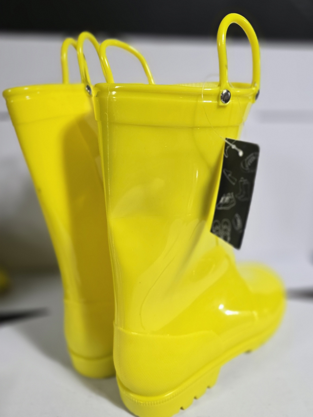 Source Unknown Bright Yellow Kids Rain Boots with Pull Handles